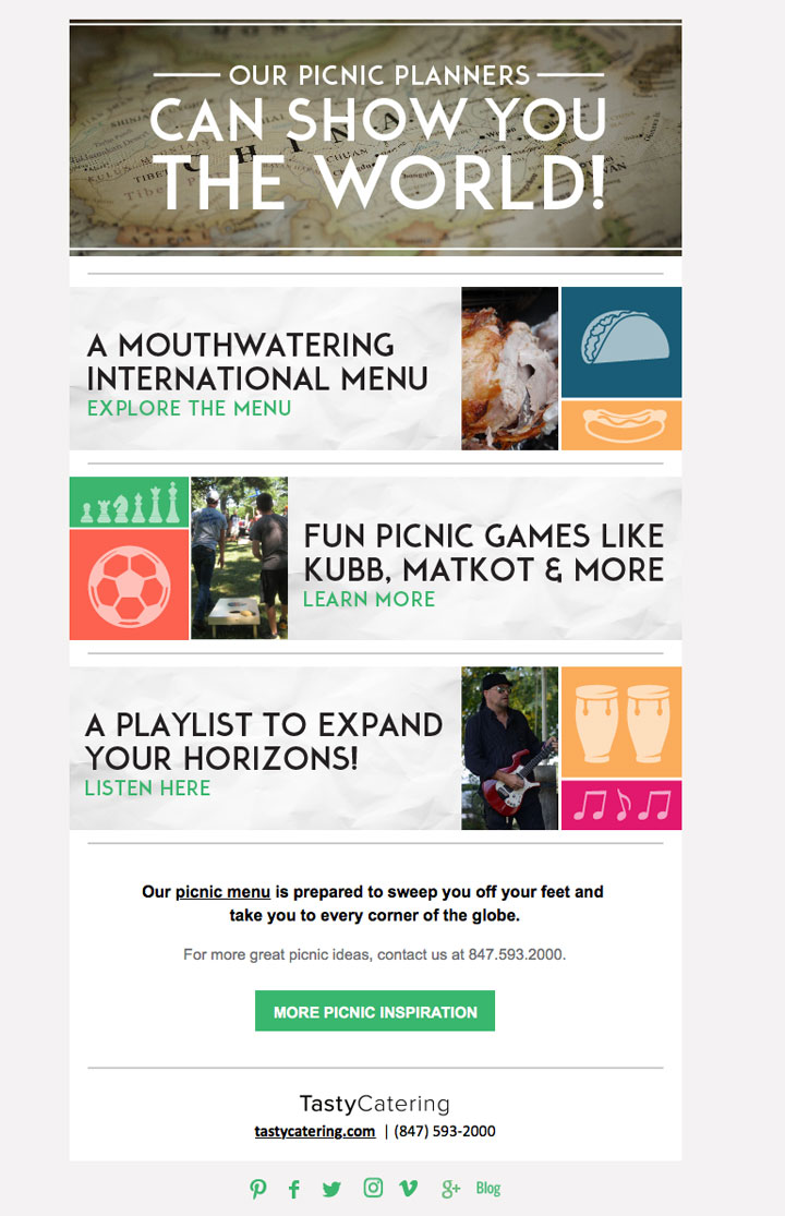 Around The World Picnic Theme Email Blast