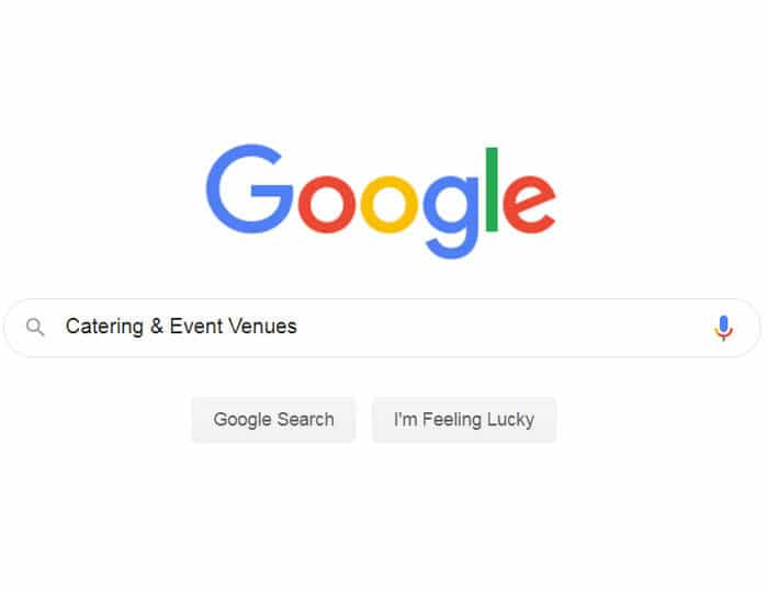 Google search for catering and event venues