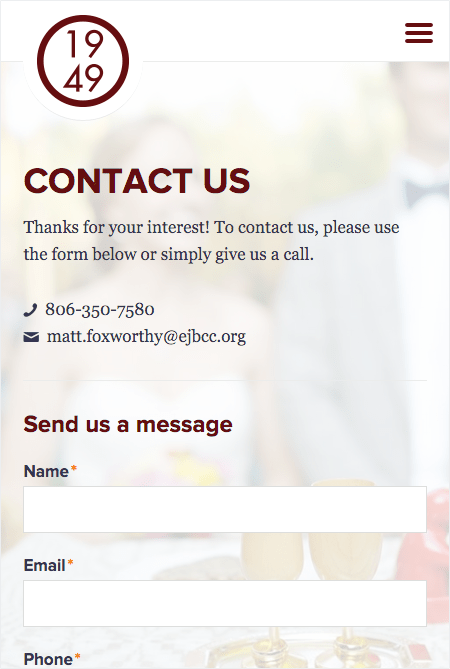 A mobile optimized contact form.