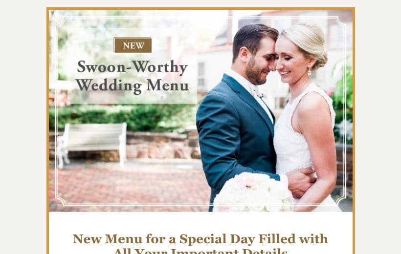 New wedding menu email promotion