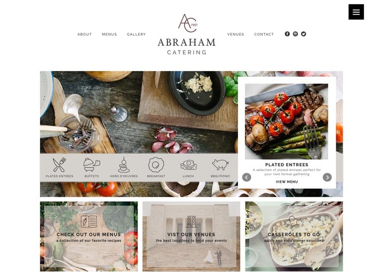 Abraham Catering website screenshot