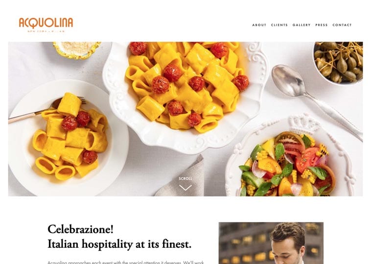 Acquolina Catering website screenshot