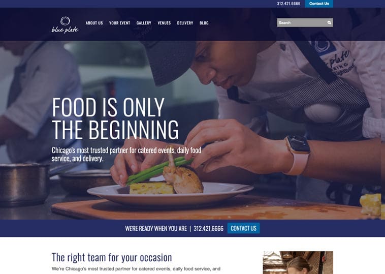 Blue Plate Catering website screenshot