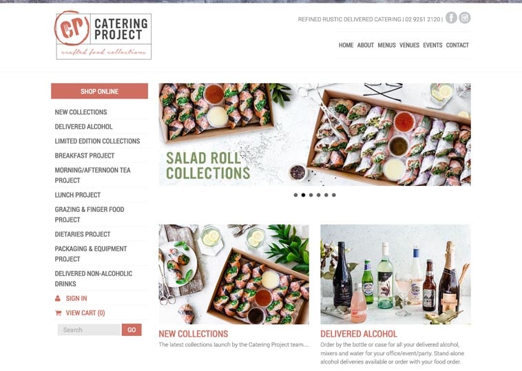 Catering Project website screenshot