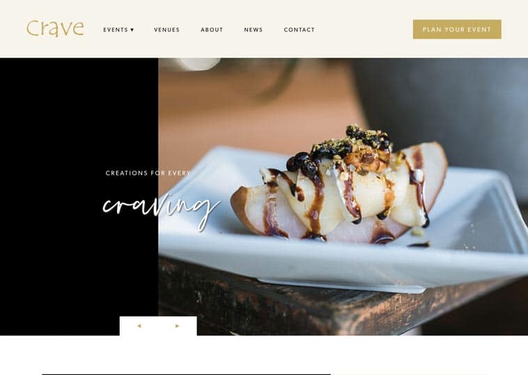 Crave Catering website screenshot