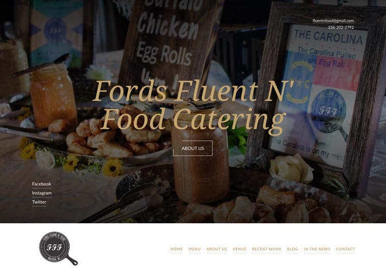 Fluent 'n Food Catering home page screenshot