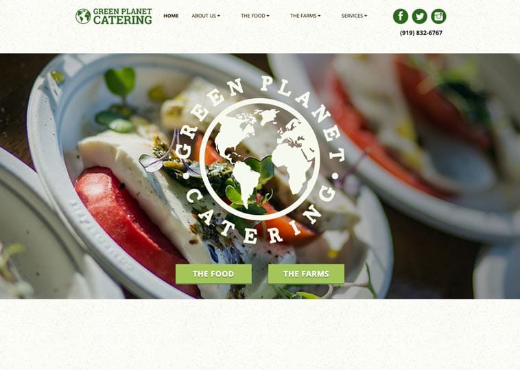 Green Planet Catering website screenshot