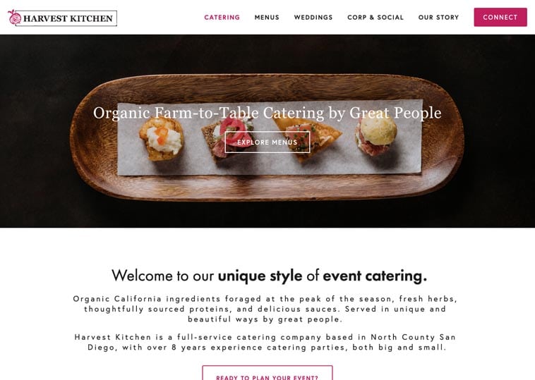 Harvest Kitchen website design 