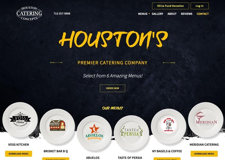 Houston Catering Concepts home page screenshot