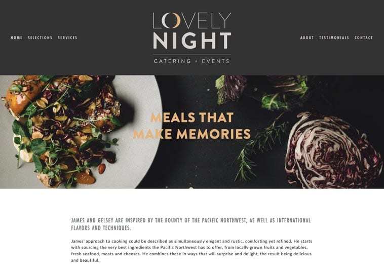 Lovely Night Catering and Events website screenshot