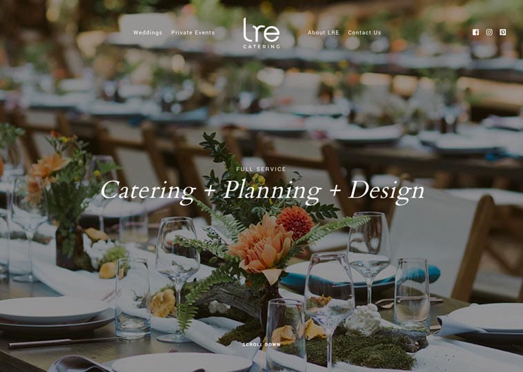 LRE Catering website home page