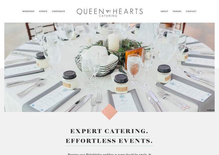 Queen of Hearts Catering website screenshot