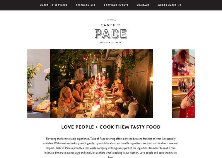 Taste of Pace home page design