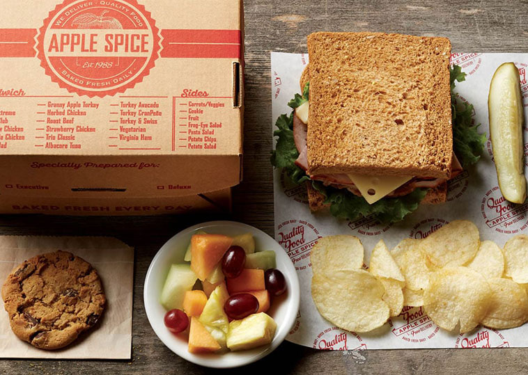 Apple Spice Catering boxed meal design