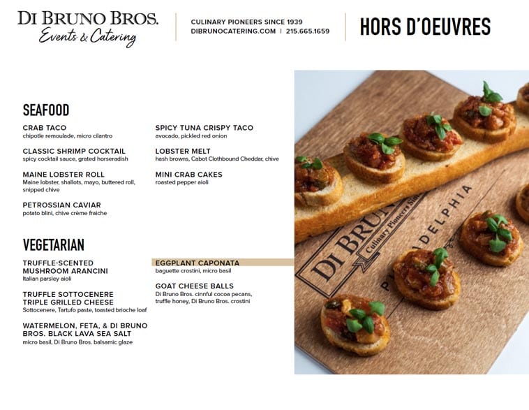 Di Bruno Bros Catering Menu Design