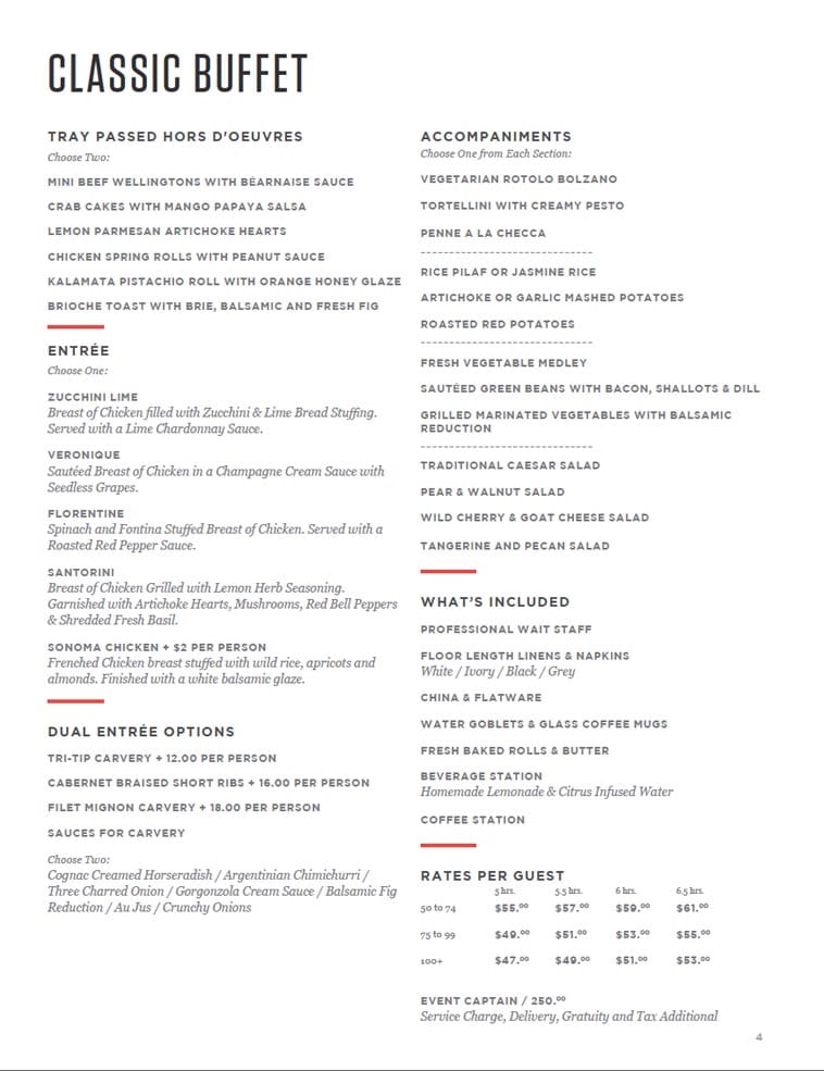 Jays Catering menu design example page three