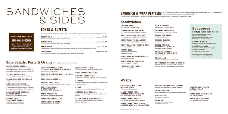 Mitchel London sandwich catering menu design