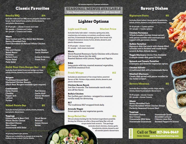 Nameless catering menu design idea two