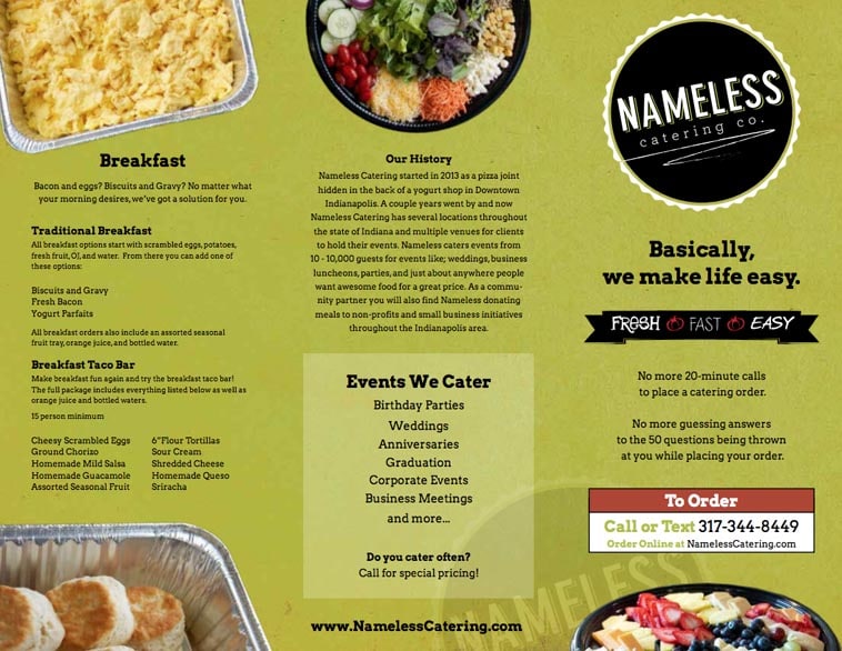 Nameless catering menu design idea