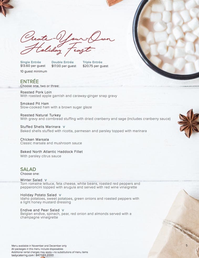 Tasty Catering holiday catering menu design two